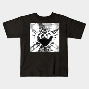 Tie-Dye Black and White Heart Kids T-Shirt